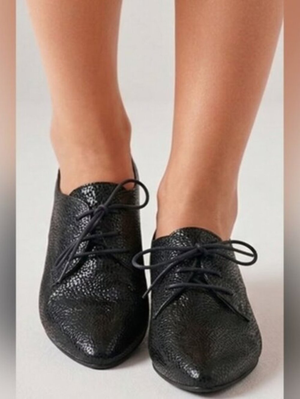 Spring Step NWOB SZ 39/8 Black Leather Conchetta Oxford Almond Toe Lace Up Shoe